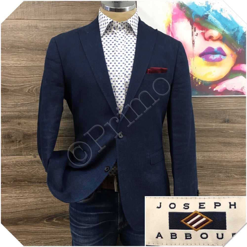 JOSEPH ABBOUD Men Linen Blazer Sport Coat Casual Jacket Size M (40R) Blue Suit‎